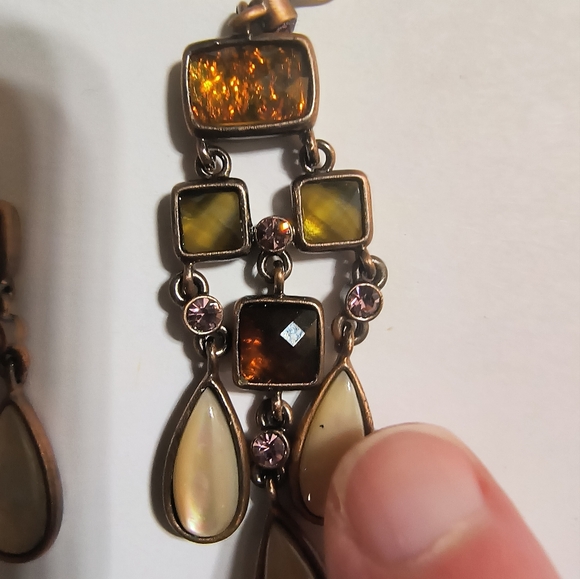 3/$10⭐Lauren Conrad Dangle Earrings, Orange, Green, White, Rhinestones - Picture 5 of 16